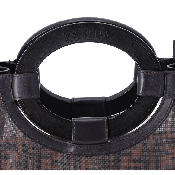 FENDI Runaway Shopper Tote Bag 8BH353-A6D6 Black Dark Brown - Picture 4 of 9